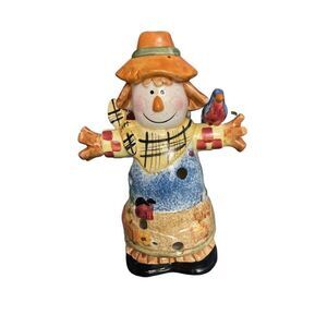 Ceramic Hand Painted Scarecrow Votive Candle burner Incense Cone Fall Decor